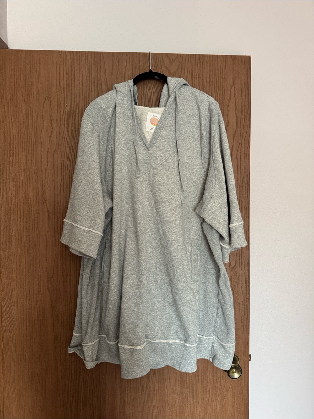 Cozy Hooded Poncho Sweater in Light Gray